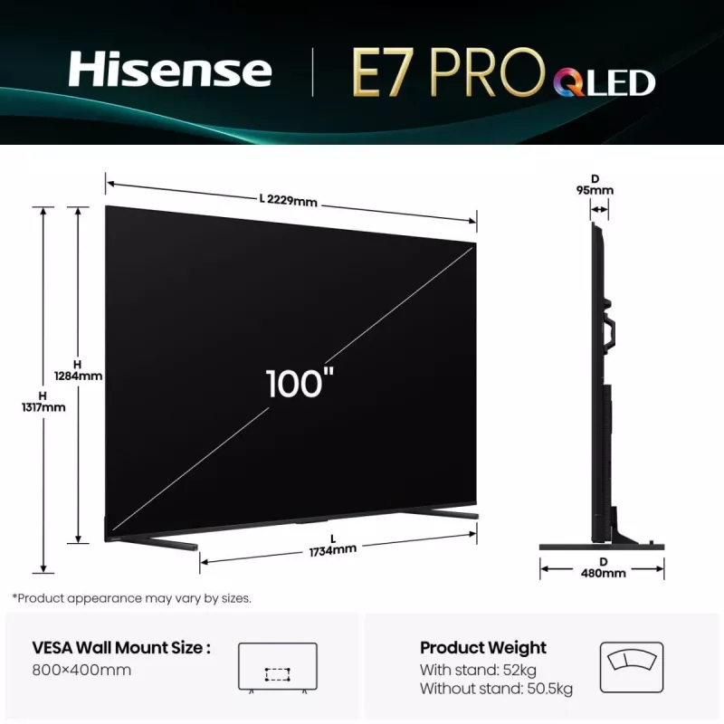Hisense 100E7Q PRO 2,54 m (100