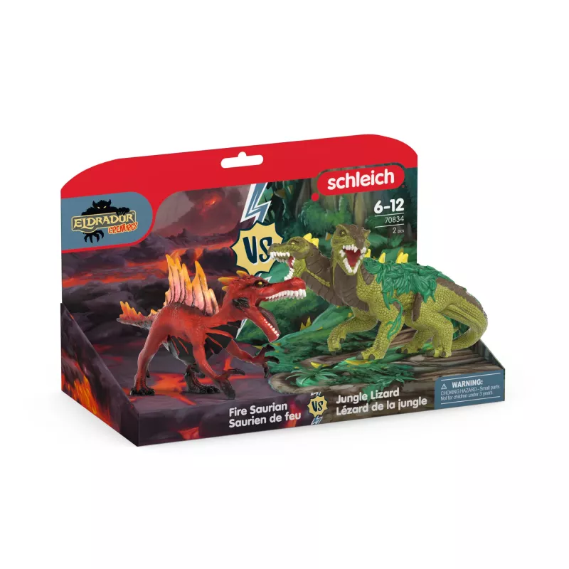 Leikkifiguurisetti Schleich Eldrador Creatures tulidinosaurus vs. viidakkolisko, malli 70834