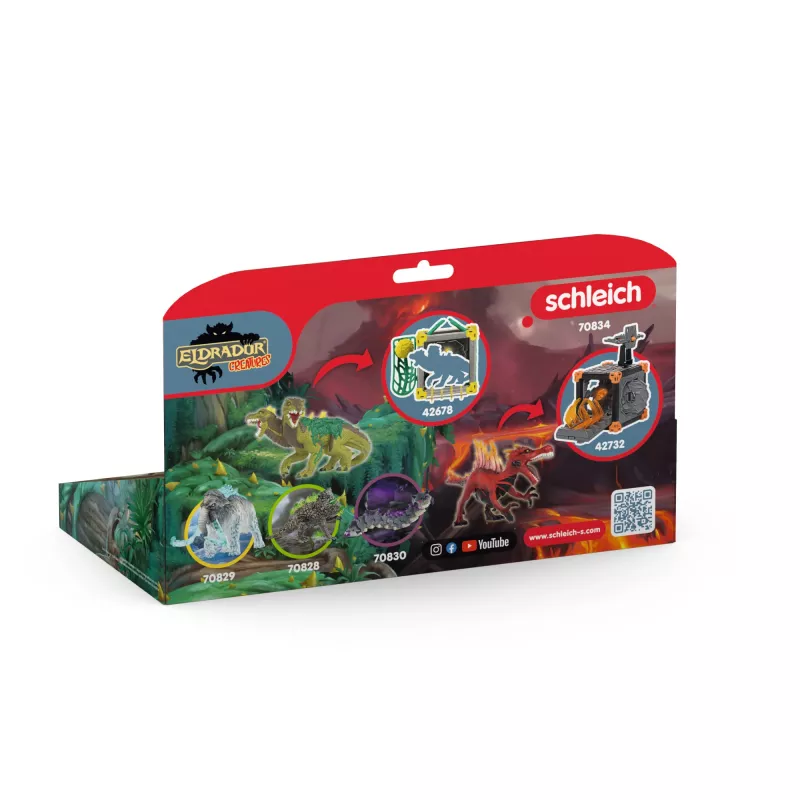 Leikkifiguurisetti Schleich Eldrador Creatures tulidinosaurus vs. viidakkolisko, malli 70834