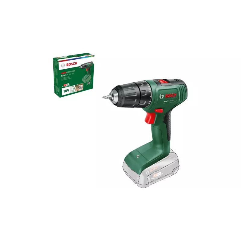 Bosch EasyDrill 18V-40 06039D8000 akkuporaruuvinväännin, 40 Nm, 1630 rpm, 2-nopeuksinen, ilman akkua ja laturia, vihreä/musta