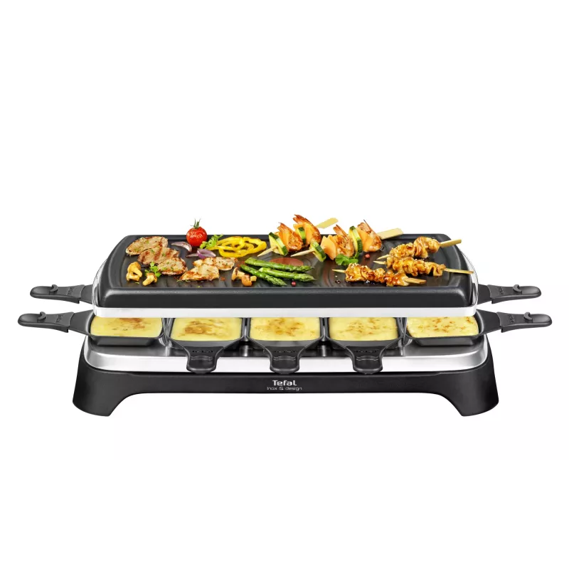 Tefal RE4588 raclette-grilli 10 henkilölle 1350 W musta, ruostumaton teräs