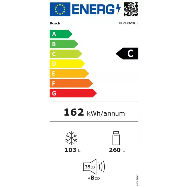 Bosch Serie 4 KGN39VXCT jääkaappipakastin, 363 l (260 l + 103 l), energialuokka C, tumma ruostumaton teräs
