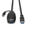 Lindy 43156 aktiivinen USB 3.0 -jatkokaapeli, USB-A-uros USB-A-naaraaseen, 10 m, USB 3.2 Gen 1, 5 Gbit/s, musta