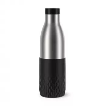 EMSA Bludrop Sleeve N3111100 juomapullo päivittäiseen käyttöön 700 ml ruostumaton teräs musta, ruostumaton teräs