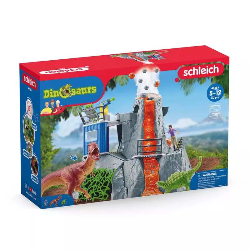 Schleich dinosaurus tulivuoren tutkimusretken tukikohta monivärinen 42564