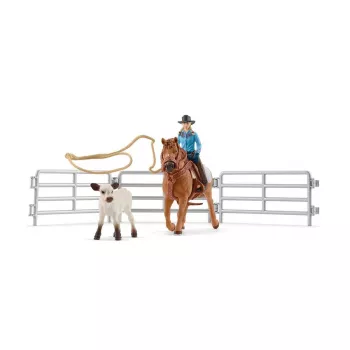 schleich Cowgirl Team Roping Fun, 3 vuosi/vuotta, monivärinen
