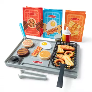 Melissa & Doug Flip & Fry grillileikkisarja Water WOW! -väriä vaihtavilla leikkiruoka-aterimilla, esikoululelu 3-vuotiaille