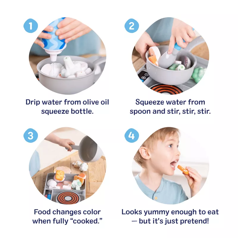 Melissa & Doug Simmer & Stir liesileikkisarja Water WOW Color Reveal -leikkiruoka-aterimilla, esikoululelu 3-vuotiaille