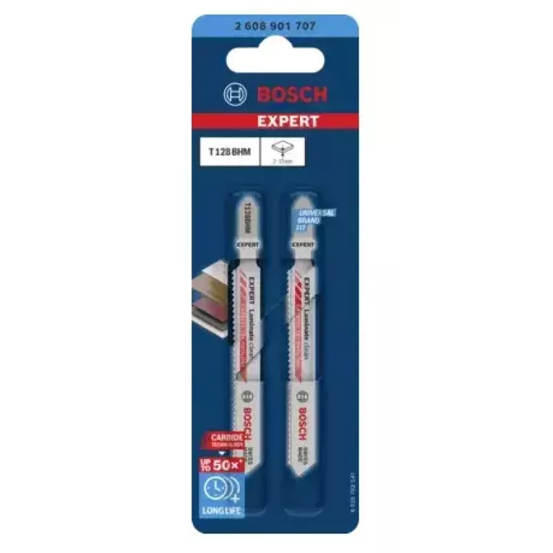 Pistosahanterä Bosch T128BHM Carbide 2 kpl laminaatille PVC:lle