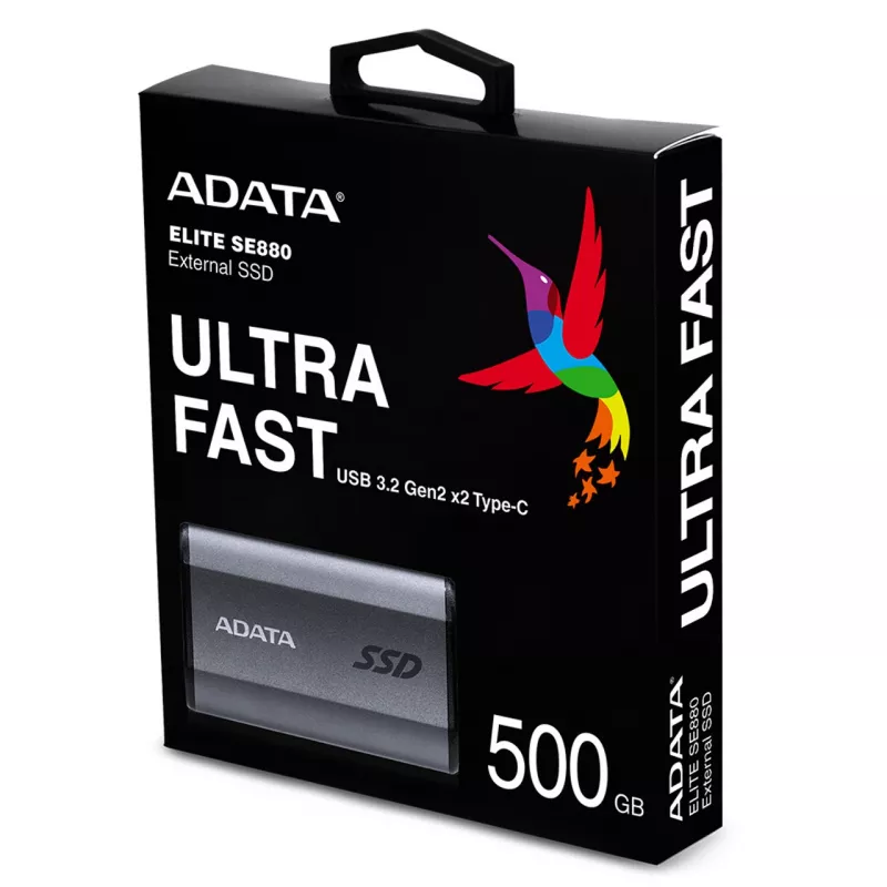 ADATA SE880 500 GB USB Type-C 3.2 Gen 2 (3.1 Gen 2) Wi-Fi harmaa