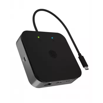 ICY BOX 7-in-1 USB4®-telakka kahdella videolähdöllä, johdollinen, USB4, 60 W, 3,5 mm, 10,100,1000 Mbit/s, antrasiitti