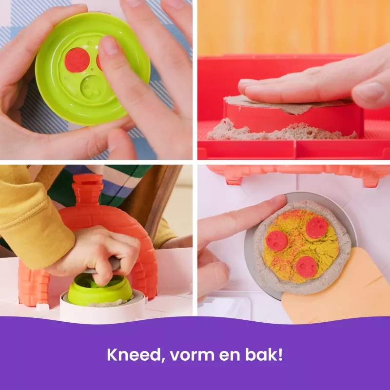 Kinetic Sand, SquishPizza kohoava pizzauuni leikkisarja, luovat pääsiäislahjat, sisältää 1 lb muovailtavaa leikkihiekkaa & 5 työkalua, leikkiruoka käsityö lastenlelu