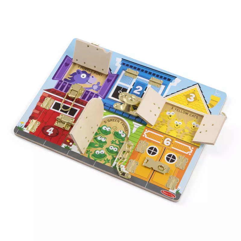 Melissa & Doug MDT MSK Latches Board Display GML, 3 v, puu, monivärinen