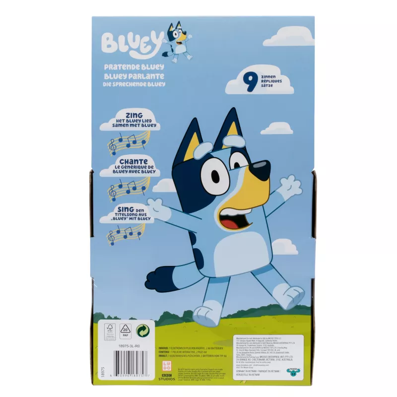 Moose Toys Pratende BLUEY, piirroshahmo, 3 vuotta, äänellä, AA, paristot sisältyvät
