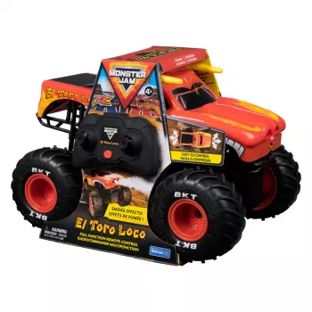 Monster Jam, El Toro Loco RC-monsteriauto Atomizer-savuefekteillä, mittakaava 1:15, lelu pojille ja tytöille 3 vuodesta alkaen