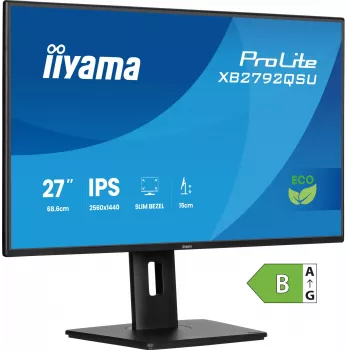 Näyttö IIYAMA ProLite XB2792QSU-B1 27” IPS QHD 2560×1440 3 ms 178° VESA korkeussäädettävä jalusta USB 3.2 -keskitin kaiuttimet musta B energialuokka
