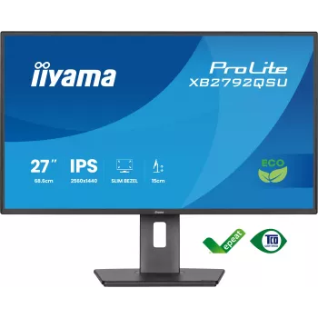 Näyttö IIYAMA ProLite XB2792QSU-B1 27” IPS QHD 2560×1440 3 ms 178° VESA korkeussäädettävä jalusta USB 3.2 -keskitin kaiuttimet musta B energialuokka
