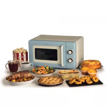 Ariete Vintage Line 3960 vintage-mikroaaltouuni, 800 W, 20 l tilavuus, 3 toimintoa, 5 kypsennystasoa, ajastin, sininen