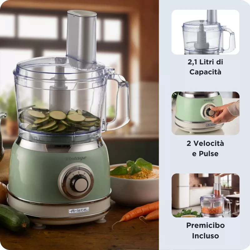 Yleiskone ARIETE Vintage Line 1781/04 — 1000 W, 2,1 l, vihreä