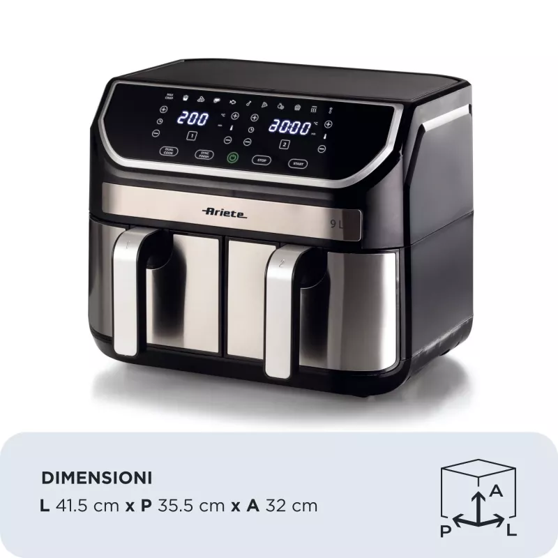 Kiertoilmakypsennin Ariete 4625/00 9 l 2100 W musta hopea
