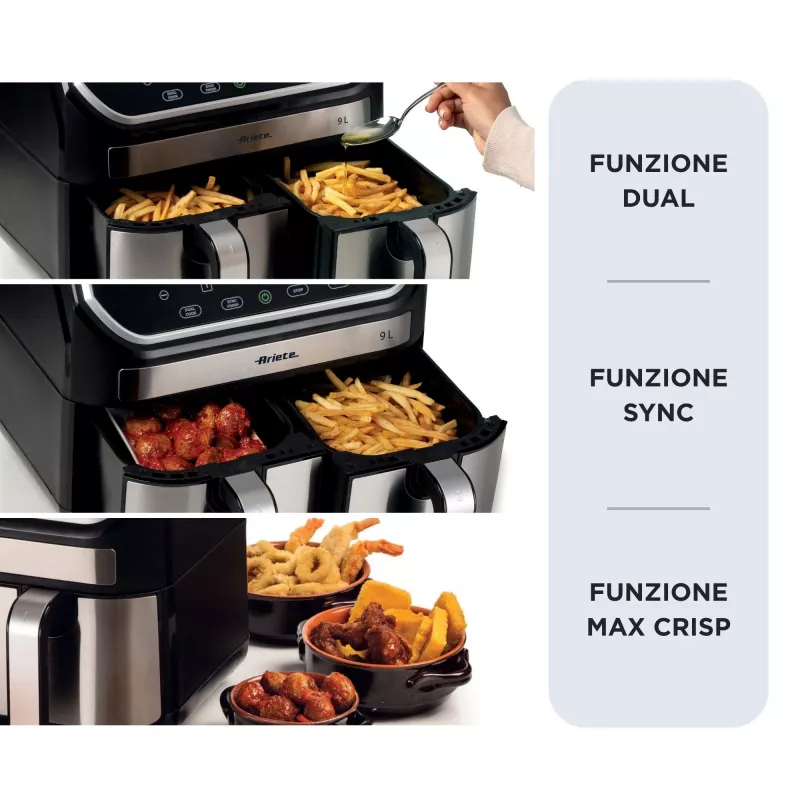 Kiertoilmakypsennin Ariete 4625/00 9 l 2100 W musta hopea