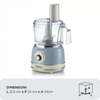 Yleiskone ARIETE Vintage Line 1781/05 — 1000 W, 2,1 l kulho, kiertosäädin, ruostumattomat terät, sininen