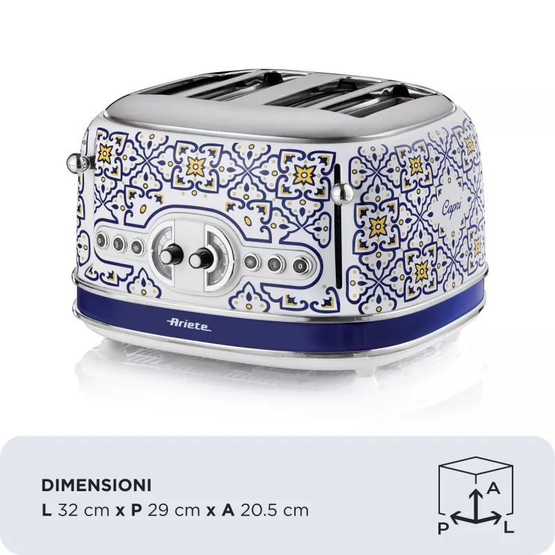 Leivänpaahdin ARIETE Capri 4 viipaletta, 1630 W, valkoinen/monivärinen