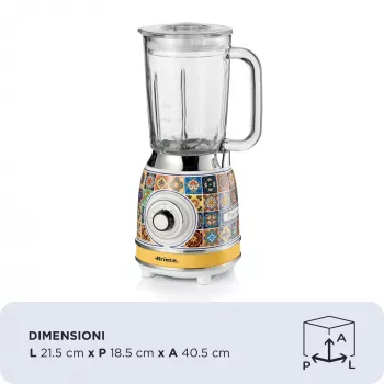 Ariete 583 Positano tehosekoitin 1,5 l lasikannulla, 4 ruostumatonta terää, 4 nopeutta + pulse, 1000 W