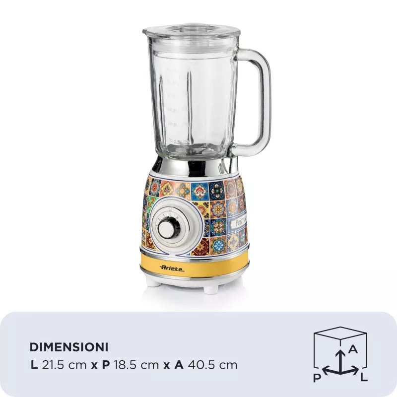 Ariete 583 Positano tehosekoitin 1,5 l lasikannulla, 4 ruostumatonta terää, 4 nopeutta + pulse, 1000 W