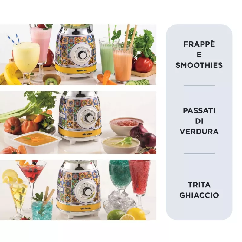 Ariete 583 Positano tehosekoitin 1,5 l lasikannulla, 4 ruostumatonta terää, 4 nopeutta + pulse, 1000 W