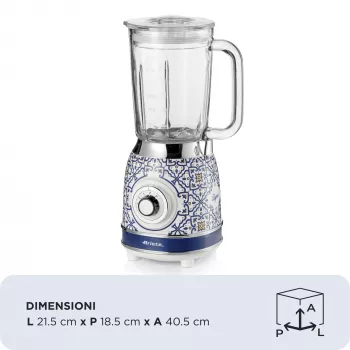 Ariete 583 Capri pöytätehosekoitin 1,5 l lasikannulla, 4 ruostumatonta terää, 4 nopeutta + pulssitoiminto, 1000 W