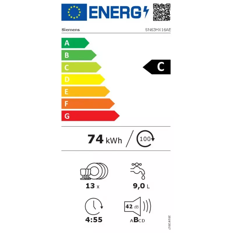 Siemens iQ300 SN63HX16AE astianpesukone täysintegroitava 13 astiastoa