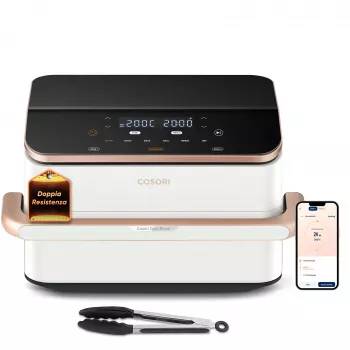Cosori Dual Blaze Twinfry Chef Edition Double 10 L pöytämalli 2 800 W kiertoilmakypsennin ruusukulta, valkoinen