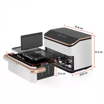 Cosori Dual Blaze Twinfry Chef Edition Double 10 L pöytämalli 2 800 W kiertoilmakypsennin ruusukulta, valkoinen