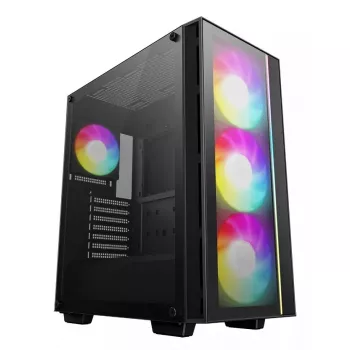Tietokonekotelo DeepCool MATREXX55 V4 C Midi Tower musta – karkaistu lasi, ATX/microATX-tuki, USB-C, max. GPU 370 mm