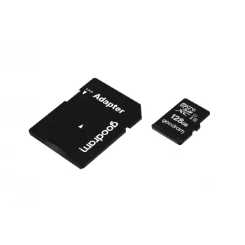 MicroSDXC flash-muisti GOODRAM 128GB UHS‑I Class 10 (luku 100 MB/s, kirjoitus 10 MB/s) SD-sovittimella