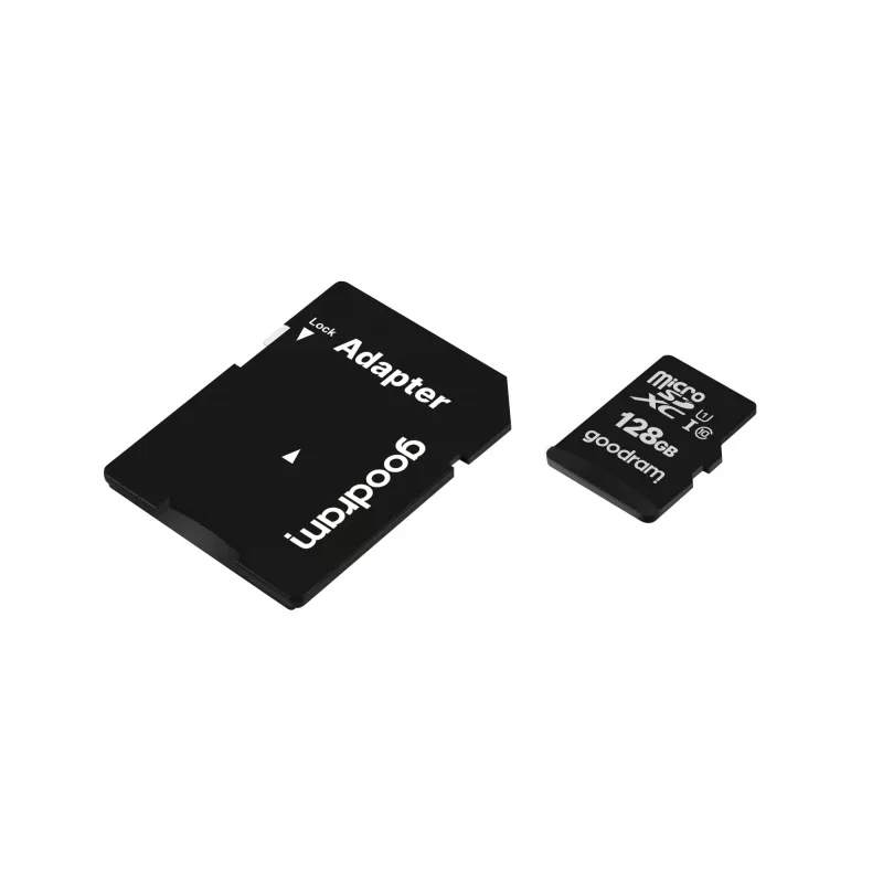 MicroSDXC flash-muisti GOODRAM 128GB UHS‑I Class 10 (luku 100 MB/s, kirjoitus 10 MB/s) SD-sovittimella