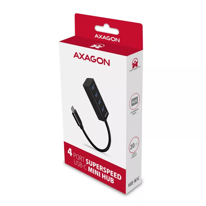 Pienoismalli metallinen USB-C 3.2 Gen 1 -keskitin AXAGON HUE-M1C