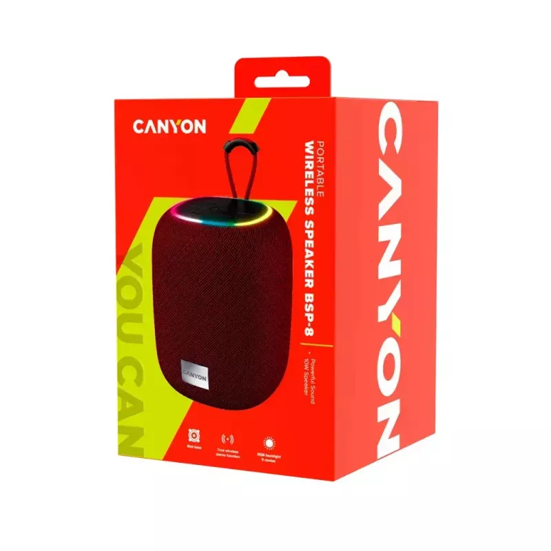 Canyon BSP-8 kannettava Bluetooth-kaiutin, 10 W, punainen
