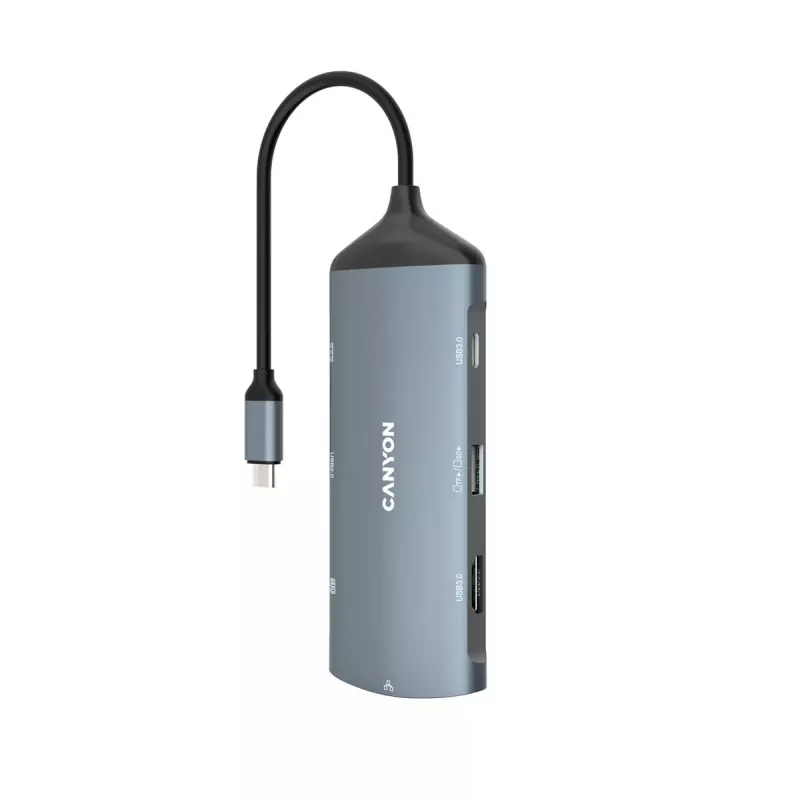 Canyon DS-15 USB 3.2 Gen 1 Type-C harmaa 100W Power Delivery Ethernet 1 Gbps
