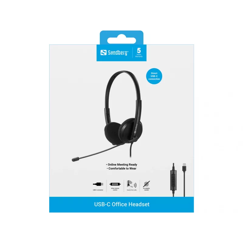 Kuulokemikrofoni Sandberg USB-C Office Headset