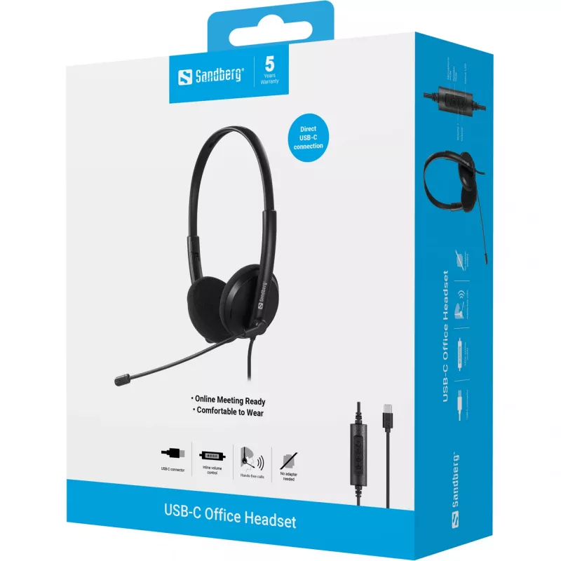 Kuulokemikrofoni Sandberg USB-C Office Headset