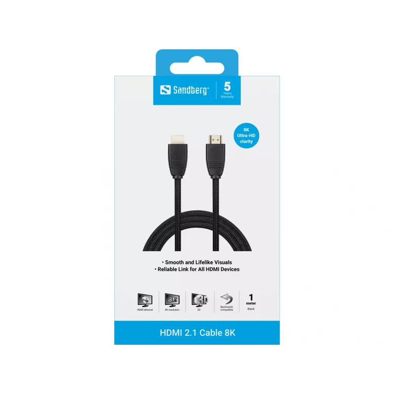 Sandberg HDMI 2.1 -kaapeli 8K, 1 m
