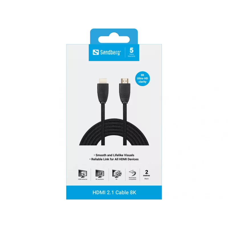HDMI-kaapeli Sandberg HDMI 2.1 -kaapeli 8K 2 m