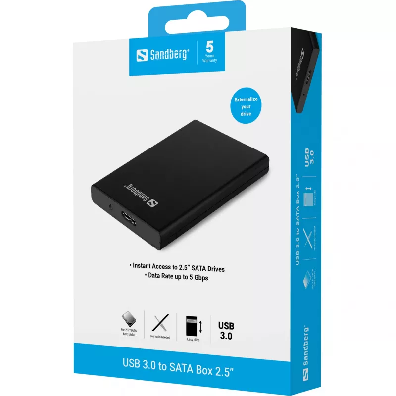 HDD/SSD-kotelo Sandberg USB 3.0 to SATA Box 2.5''