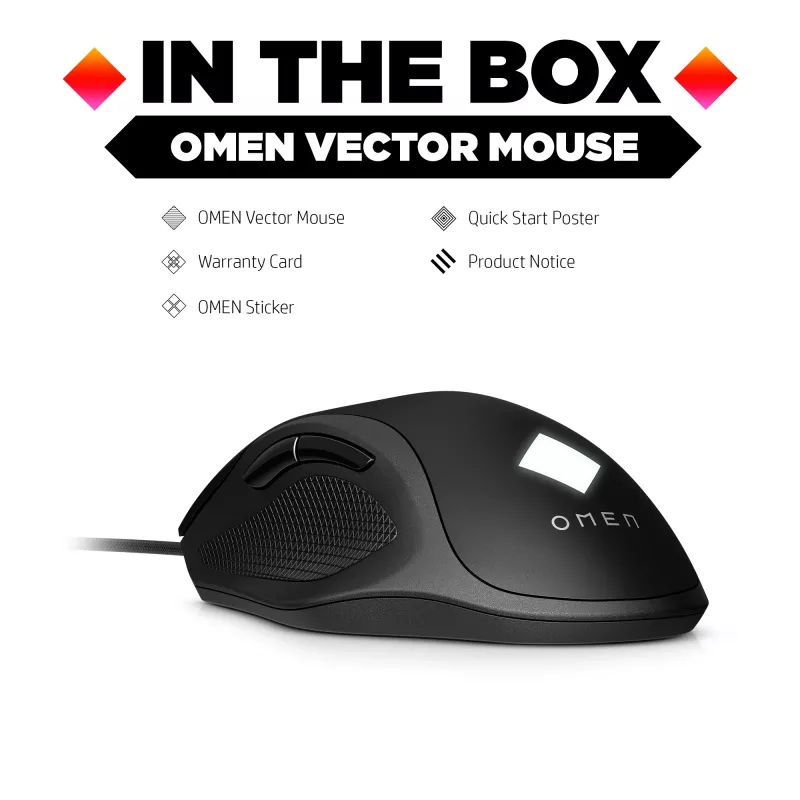 HP OMEN Vector hiiri, oikeakätinen, IR-LED, USB Type-A, 16000 DPI, 1 ms, musta