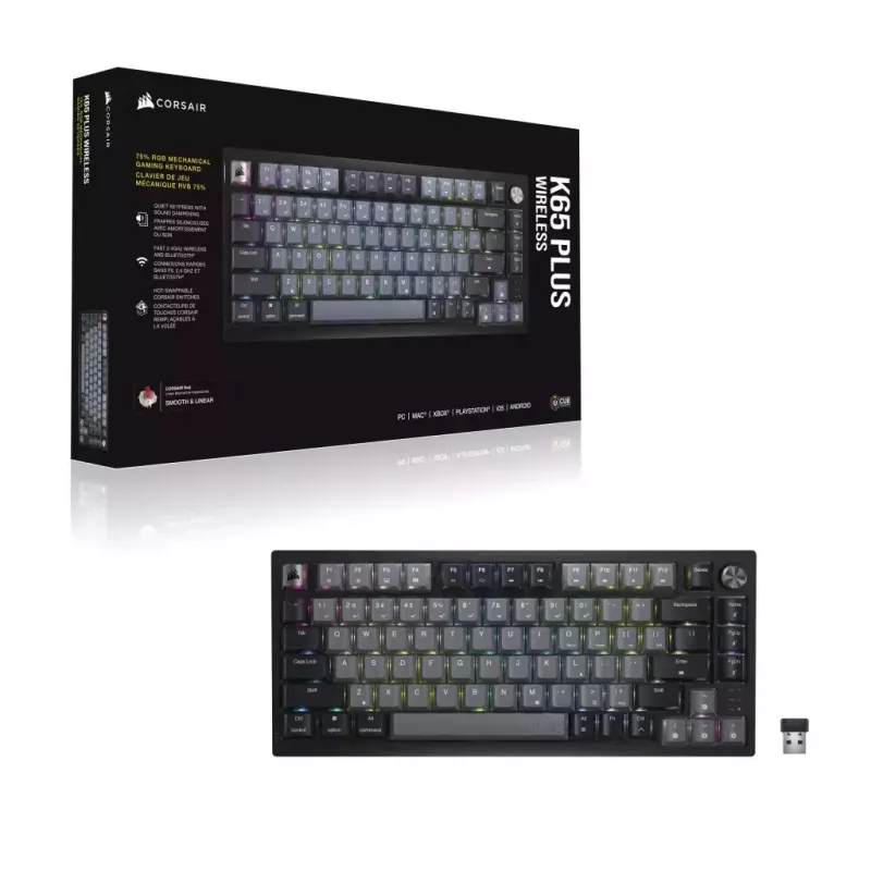 Mekaaninen pelinäppäimistö Corsair K65 PLUS WIRELESS RGB Wireless USB musta