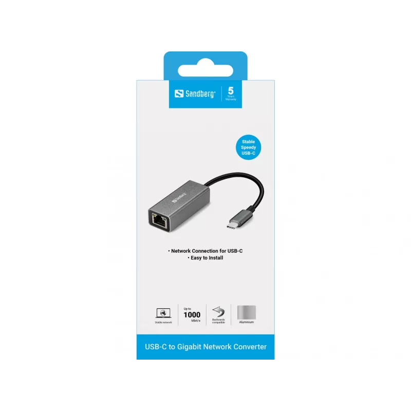 Verkkosovitin Sandberg USB-C Gigabit 136-04