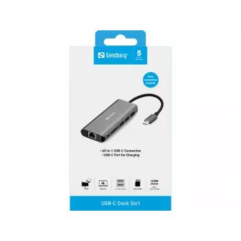 Sandberg USB-C-telakointiasema HDMI+LAN+SD+USB100W