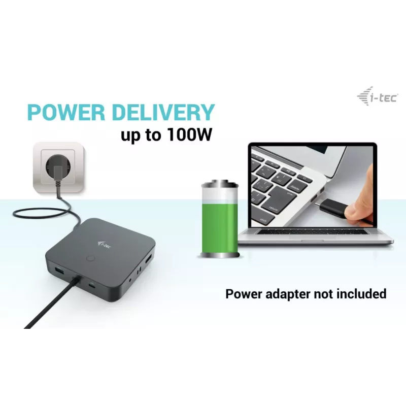 i-tec USB-C HDMI Dual DP -telakointiasema Power Delivery 100 W